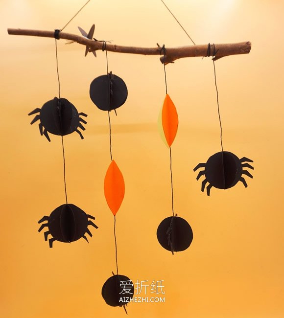 怎么做万圣节蜘蛛挂饰的手工制作方法图解- www.aizhezhi.com