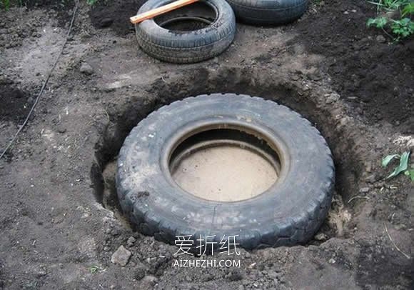 怎么用旧轮胎改造制作院子池塘的方法图解- www.aizhezhi.com