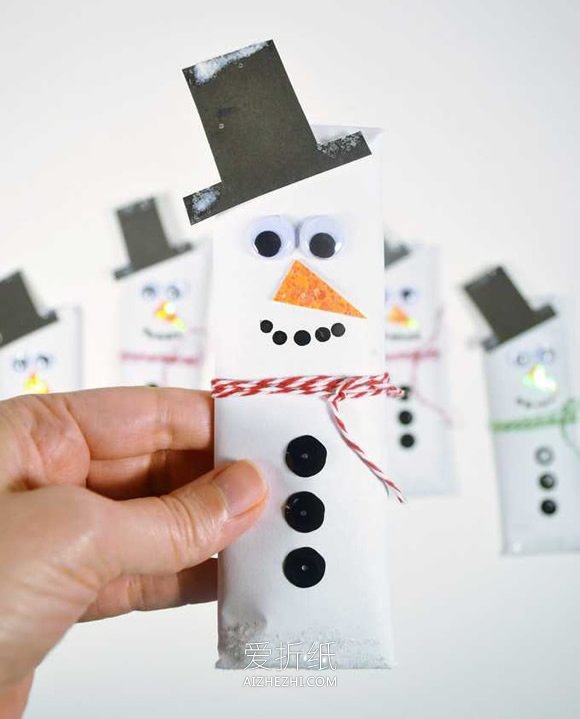 怎么做冬季圣诞节雪人糖果包装的制作方法- www.aizhezhi.com