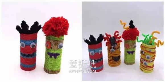 怎么做万圣节卷纸芯小怪物的手工制作方法- www.aizhezhi.com