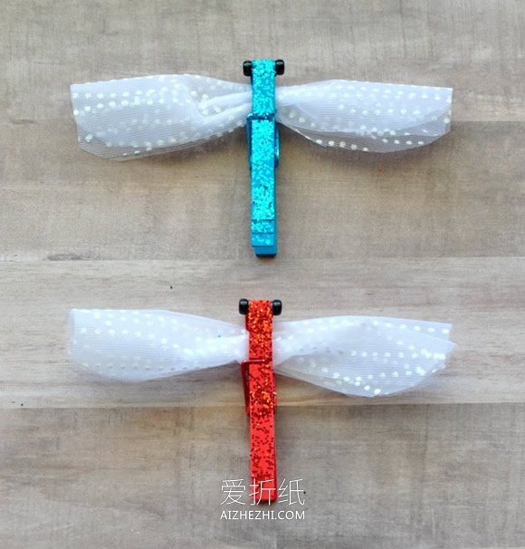 怎么用木衣夹做可爱小蜻蜓的手工制作方法- www.aizhezhi.com