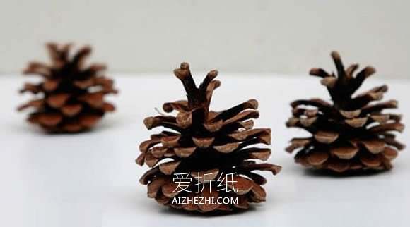 怎么用松果做红苹果的简单手工制作方法- www.aizhezhi.com