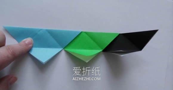怎么折纸模块化三角形收纳盒的折法图解- www.aizhezhi.com