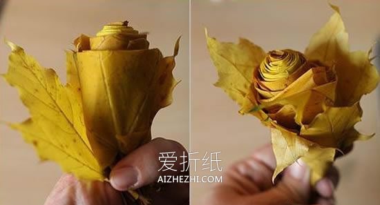 怎么做树叶玫瑰花的简单手工制作教程- www.aizhezhi.com