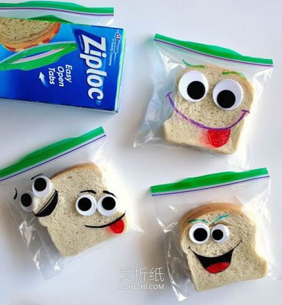 怎么做带有搞笑表情的三明治袋手工制作教程- www.aizhezhi.com