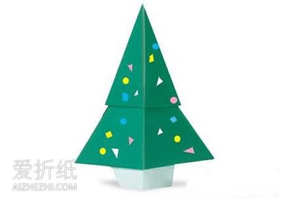 最简单立体圣诞树怎么折的图解教程- www.aizhezhi.com