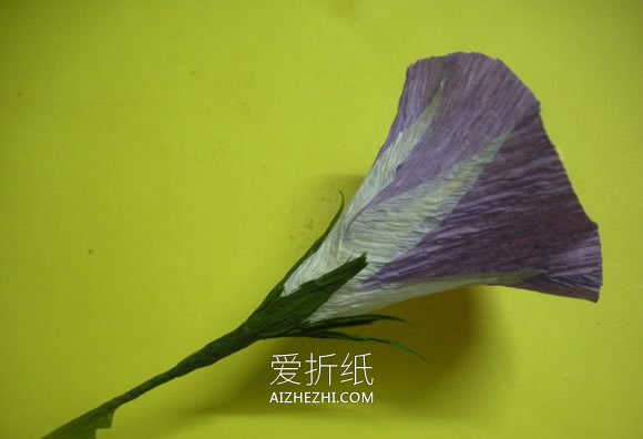 怎么做皱纹纸牵牛花的手工制作方法图解- www.aizhezhi.com