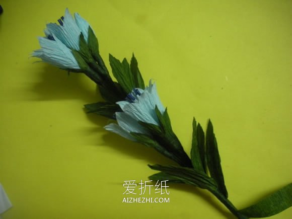 怎么做皱纹纸龙胆花的手工制作方法图解- www.aizhezhi.com