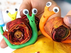 怎么用秋天落叶做粘土蜗牛的手工制作方法