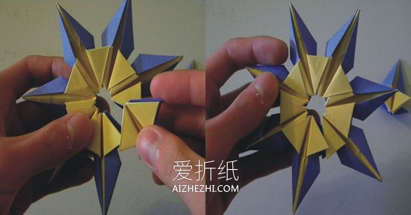 怎么折纸组合立体太阳的折法图解步骤- www.aizhezhi.com