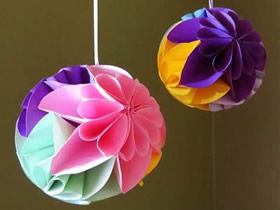 简单又漂亮纸花球怎么折的图解教程