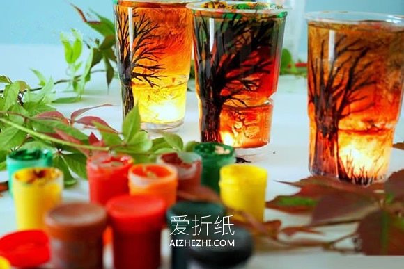 怎么用塑料杯做新年大树灯笼/烛台的制作方法- www.aizhezhi.com