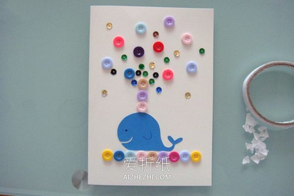 怎么做父亲节鲸鱼贺卡的制作方法简单可爱- www.aizhezhi.com