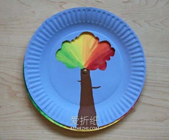 怎么用纸盘做四季变化大树的制作方法教程- www.aizhezhi.com
