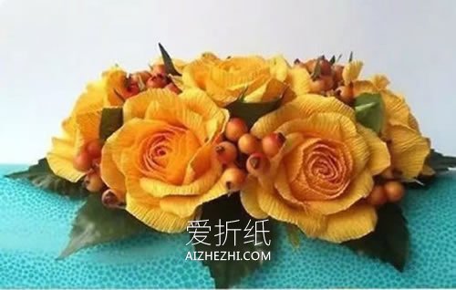 怎么简单做黄色皱纹纸花的制作步骤图解- www.aizhezhi.com