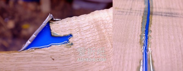 怎么用树脂改造裂开木板 制作夜光搁板置物架- www.aizhezhi.com