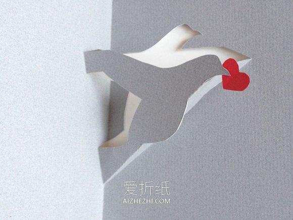 怎么做情人节立体鸽子/鹳贺卡的制作方法图解- www.aizhezhi.com