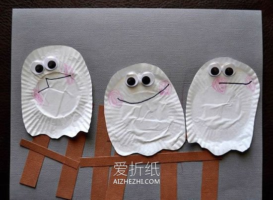 怎么简单做万圣节三只幽灵卡片的制作方法- www.aizhezhi.com