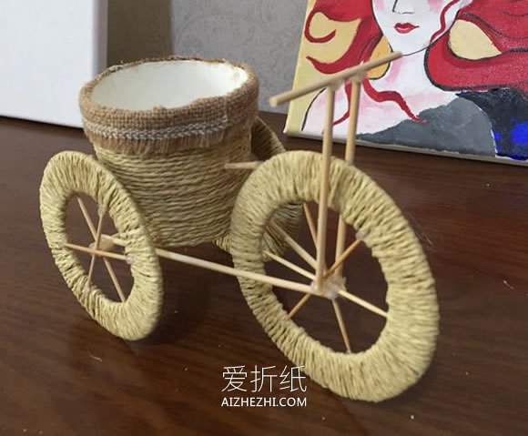 怎么废物利用做三轮花车装饰品的制作方法- www.aizhezhi.com