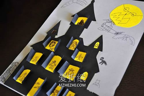 怎么做万圣节鬼屋贺卡的制作方法图解- www.aizhezhi.com