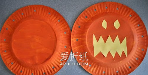 怎么做万圣节纸盘南瓜灯的制作方法图解- www.aizhezhi.com