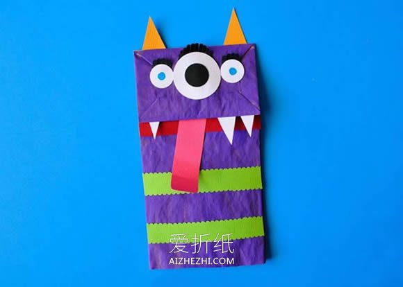 怎么做万圣节纸袋怪物手偶的制作方法- www.aizhezhi.com