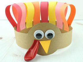 怎么做感恩节卡纸火鸡头饰的制作方法
