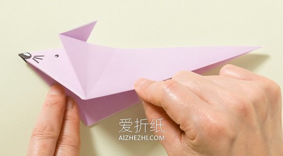 怎么折纸漂亮立体老鼠的折法步骤图解- www.aizhezhi.com