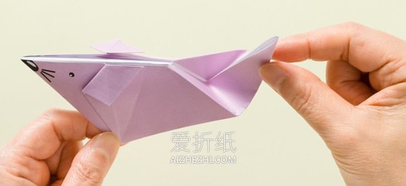 怎么折纸漂亮立体老鼠的折法步骤图解- www.aizhezhi.com
