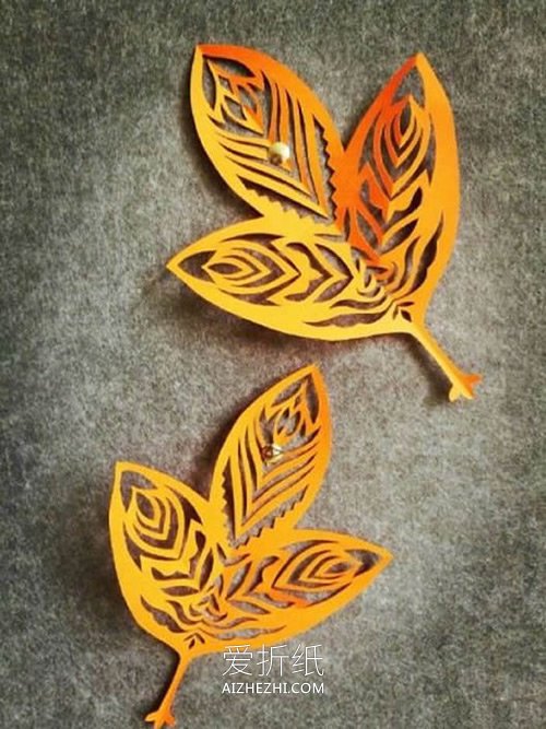 怎么一次性剪纸两片树叶的折法和剪法步骤图- www.aizhezhi.com