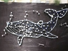 怎么绕线画星空下的鲸鱼 制作创意生日礼物