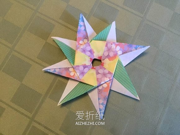 简单折纸八角星星装饰的折法步骤图解- www.aizhezhi.com