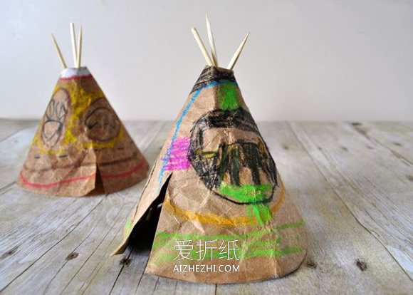 怎么用牛皮纸做圆锥形帐篷的手工制作方法- www.aizhezhi.com