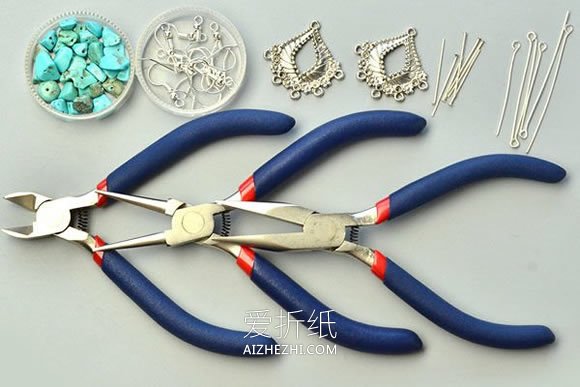 漂亮绿松石耳环的制作方法- www.aizhezhi.com