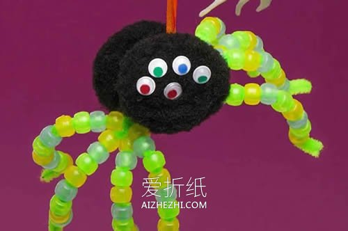 怎么用扭扭棒做万圣节蜘蛛装饰的制作方法- www.aizhezhi.com