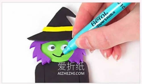 怎么用泡沫纸做万圣节女巫书签的制作方法- www.aizhezhi.com