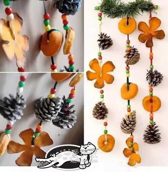 怎么用橘皮和松果做秋天装饰的制作方法- www.aizhezhi.com