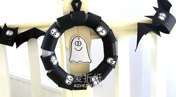 万圣节幽灵花环的制作方法- www.aizhezhi.com