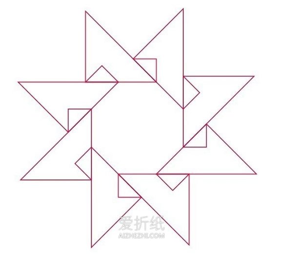 怎么用明信片折纸八角星星的折法图解- www.aizhezhi.com