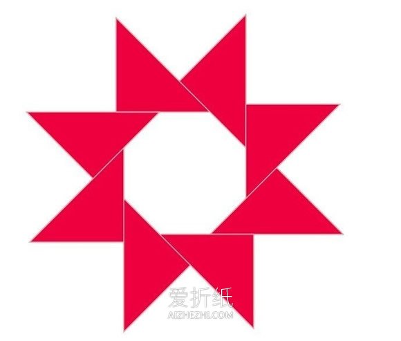 怎么用明信片折纸八角星星的折法图解- www.aizhezhi.com