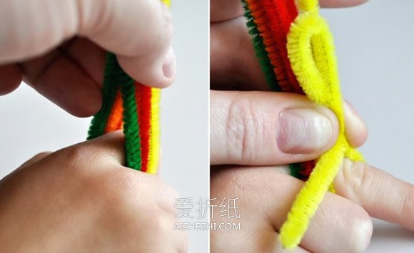 怎么用扭扭棒做火鸡戒指的方法图解- www.aizhezhi.com