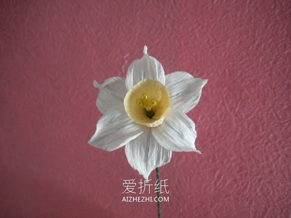 怎么用皱纹纸做水仙花的制作方法图解- www.aizhezhi.com