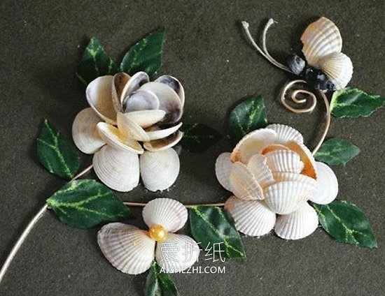 怎么用贝壳做花朵拼贴画的制作方法图解- www.aizhezhi.com
