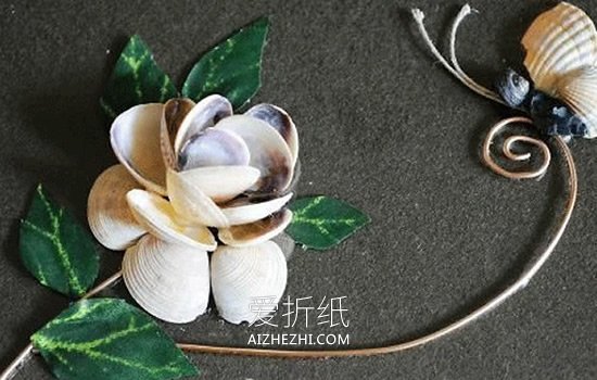 怎么用贝壳做花朵拼贴画的制作方法图解- www.aizhezhi.com