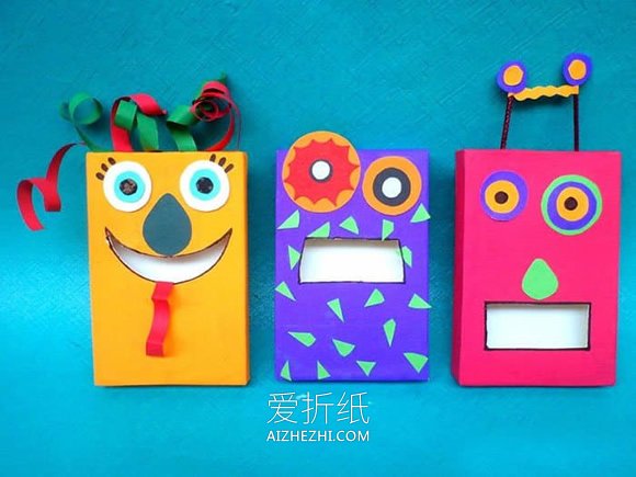 怎么用纸盒子制作可爱怪物的方法- www.aizhezhi.com