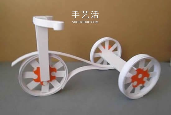 卡纸手工制作三轮车模型的方法- www.aizhezhi.com