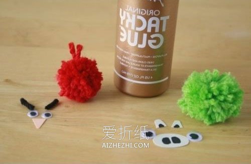 毛线球手工制作愤怒的小鸟和猪头- www.aizhezhi.com