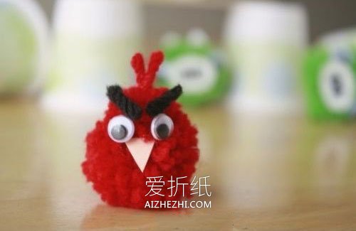 毛线球手工制作愤怒的小鸟和猪头- www.aizhezhi.com