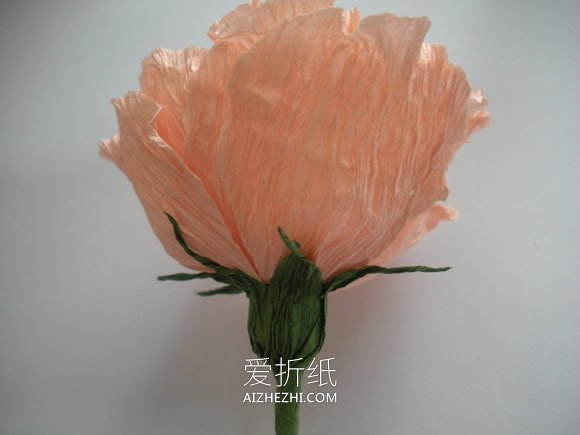 皱纸玫瑰花的制作步骤图解- www.aizhezhi.com