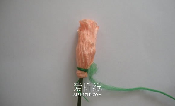 皱纸玫瑰花的制作步骤图解- www.aizhezhi.com